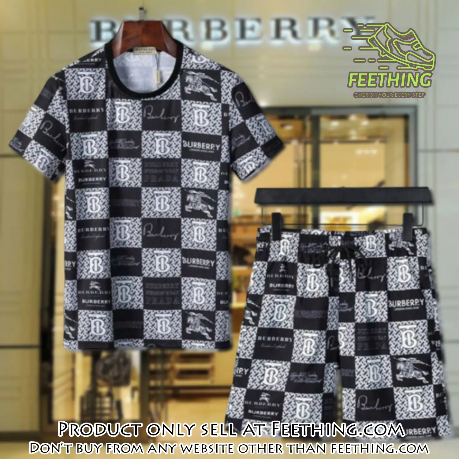 Burberry combo unisex tshirt & short limited luxury outfit cts1038 ft4806124